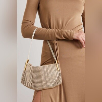 Saint Laurent Suzanne crystal-embellished satin shoulder bag | eBay