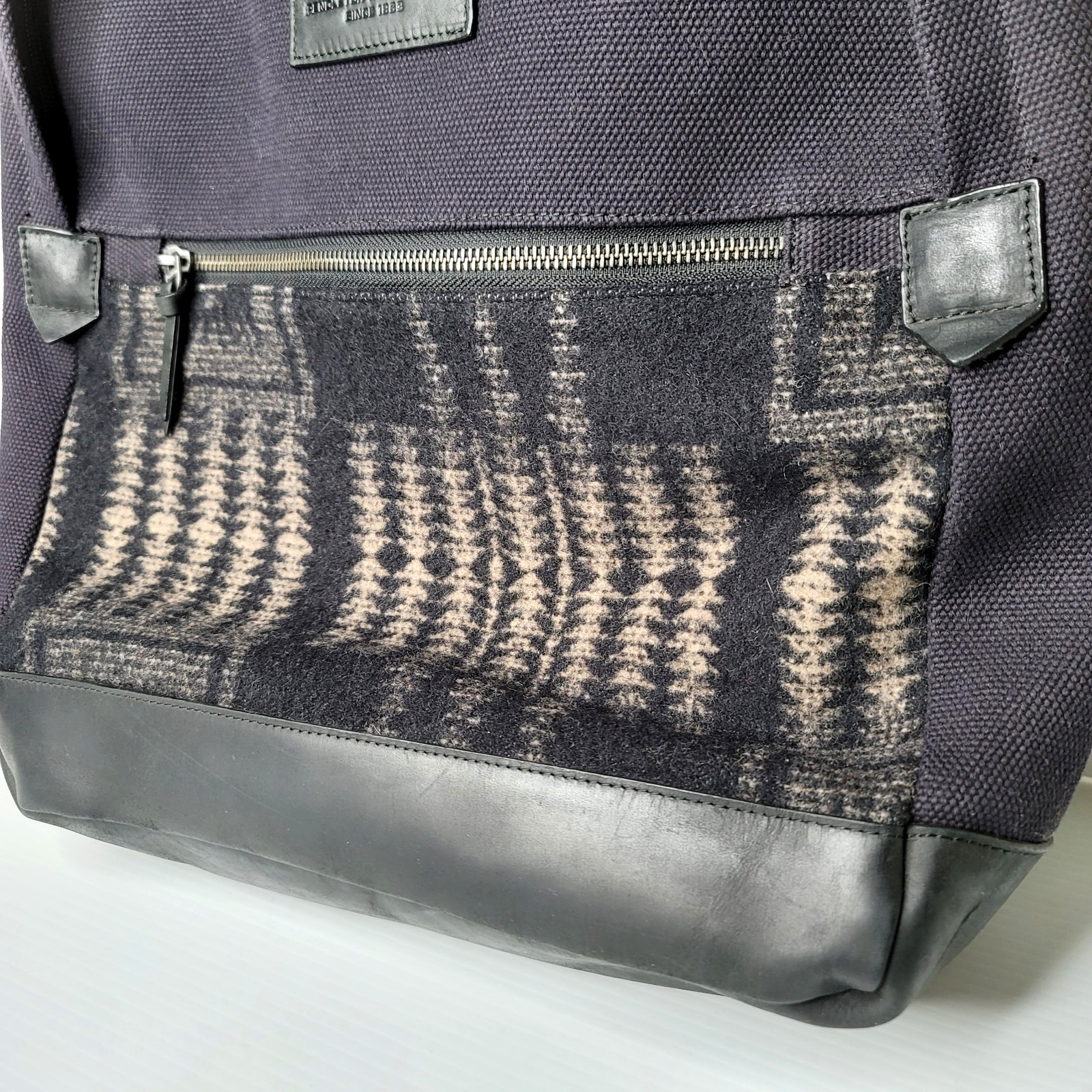 Pendleton Harding Black Wool Canvas Backpack Larg… - image 3