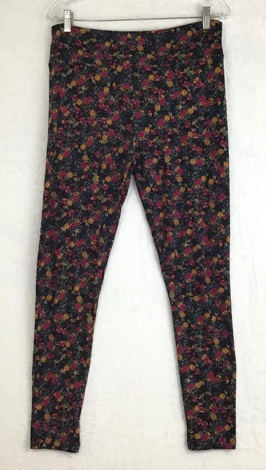 Leggings LuLaRoe / Negro Rosa Dorado Floral Rosas Flores / Talla Alta y Curvilínea TC Foto 3 de 4