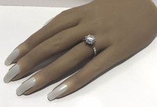 Vintage Designer Pretty Cubic Zirconia Solitaire Sterling Silver Ring Sz 7.25