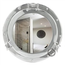 9 Inch Vintage and Nickel Style Decorative Round Aluminum Porthole Wall Mirrors