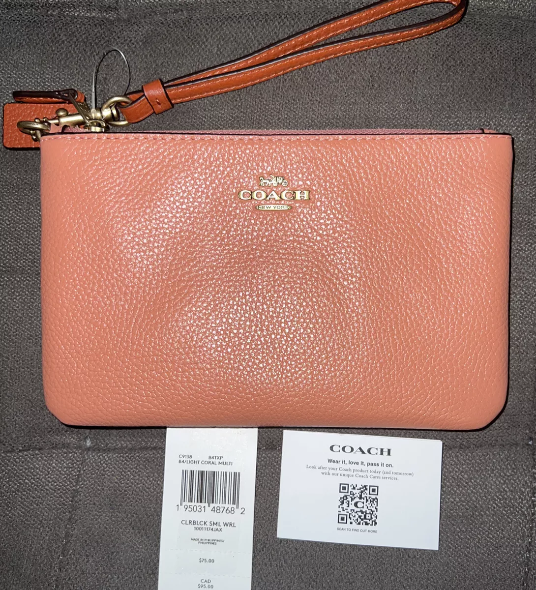 Coach small leather wristlet sale
