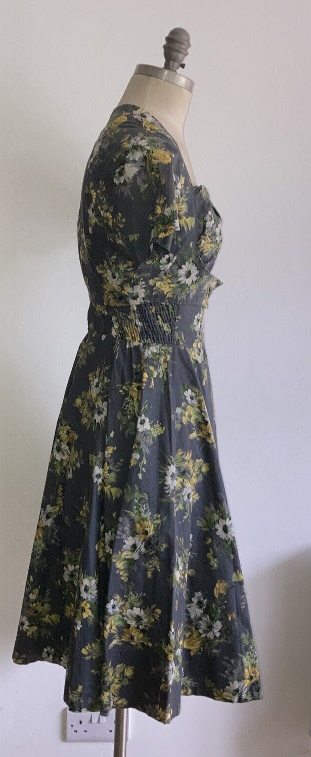 1950s Grey Floral Vintage Cotton Sun Dress & Bolero, Small Size, Goodwood? 7