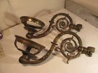 pair of brass oil lamp holders c1880. 2.2 kilo