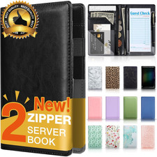 Server Book, 2 Zipper Pocket, Server Books for Waitress, Waitress Book for Serve