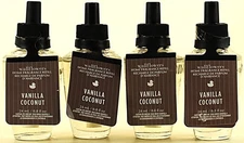 QTY 4 - Bath & Body Works VANILLA COCONUT Wallflowers Home Fragrance Oil Refills