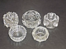 Lot of 5 Crystal Pressed and Cut Glass Open Salt Cellars