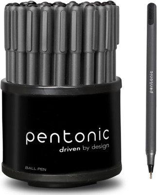 Pentonic Ballpoint Pens in Pen Organizer, Bulk 50 Count, Black Ink, 1.0 Mm Mediu
