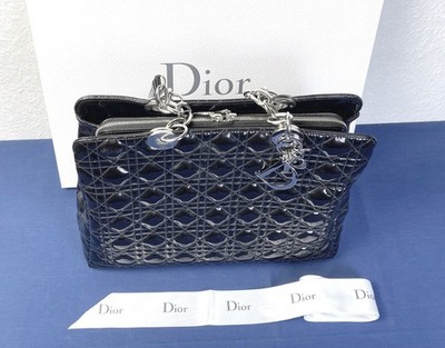 Christian Dior Shopper Cannage Lackleder Schwarz