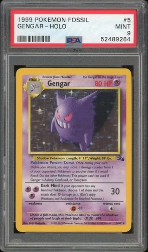 1999 Pokemon Fossil Gengar-Holo #5 MINT PSA 9