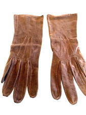 Vintage Gloves Brown Genuine Suede Leather BACHNER Women's Size 6 1/2