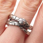 925 Sterling Silver Vintage Italy Snake Wrap Oxidized Ring Size 8.25