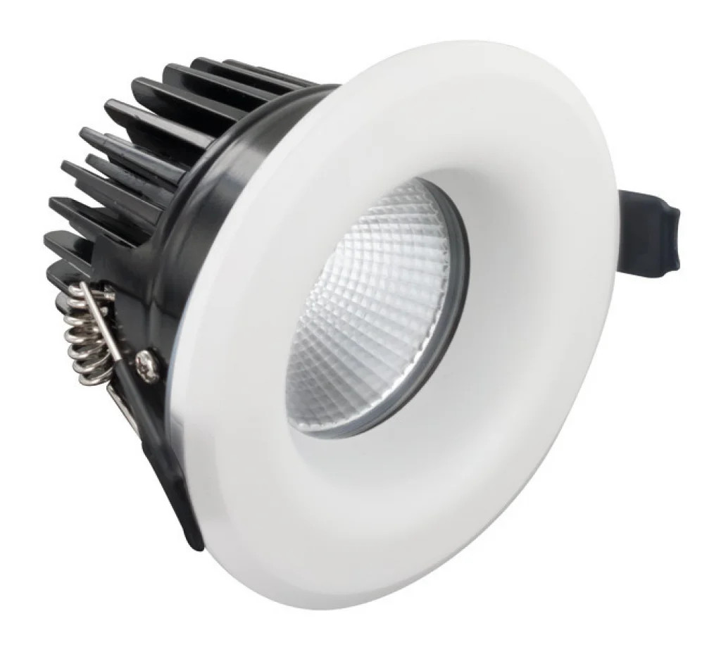 Downlight White Luxfire Dimmable 9w LED IP65 3000K 640lm 36° Beam Integral