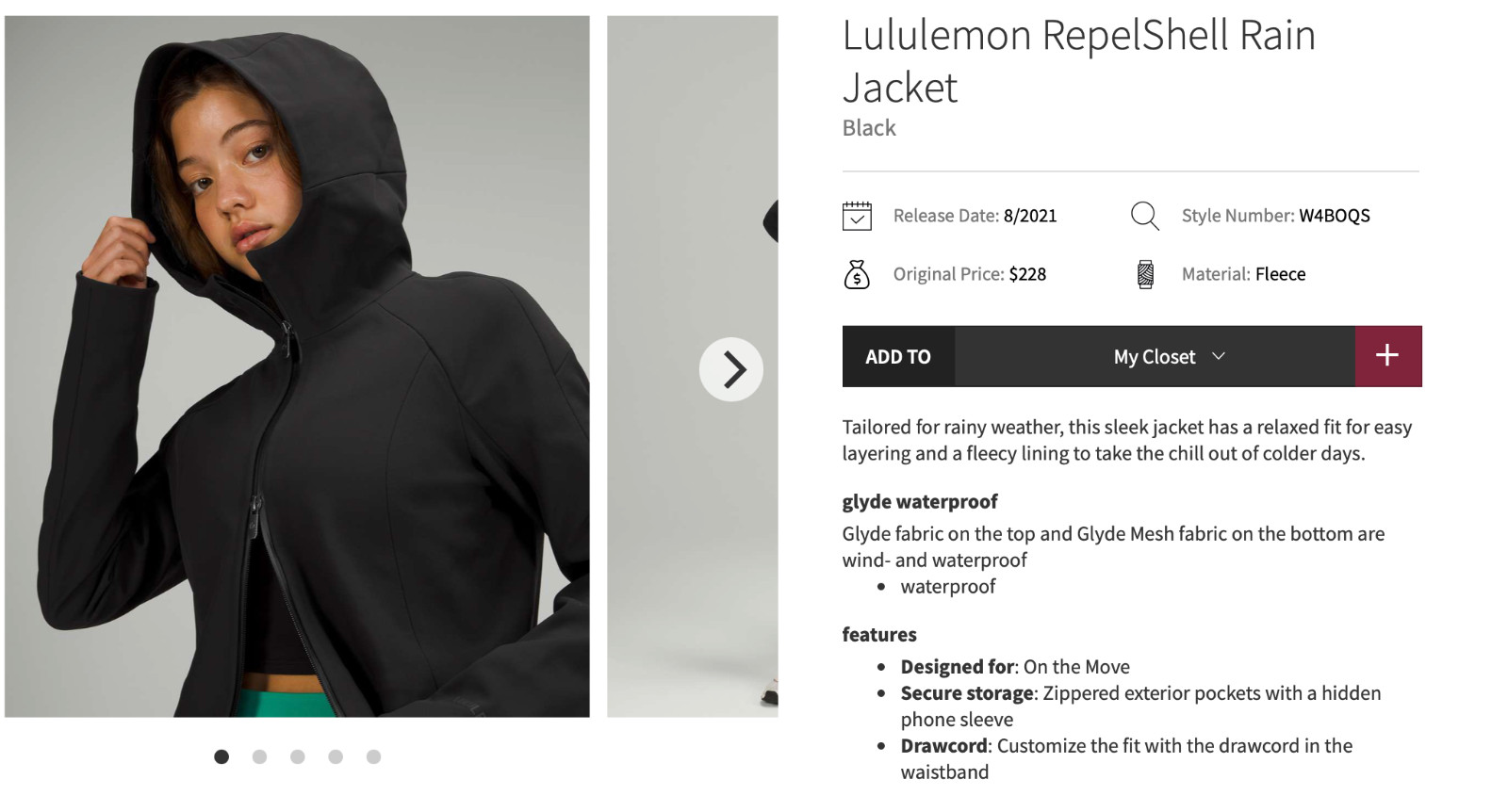 Lululemon RepelShell Rain Jacket Waterproof Black… - image 8