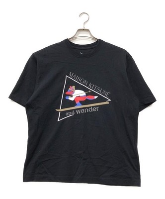 Authentic Maison Kitsune × And Wander T-shirt 5 Black Men 574-3284911 #1714
