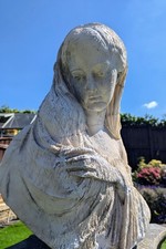 Hand Carved Weathered Marble Madonna & Child Bust - Delivery Available 0180