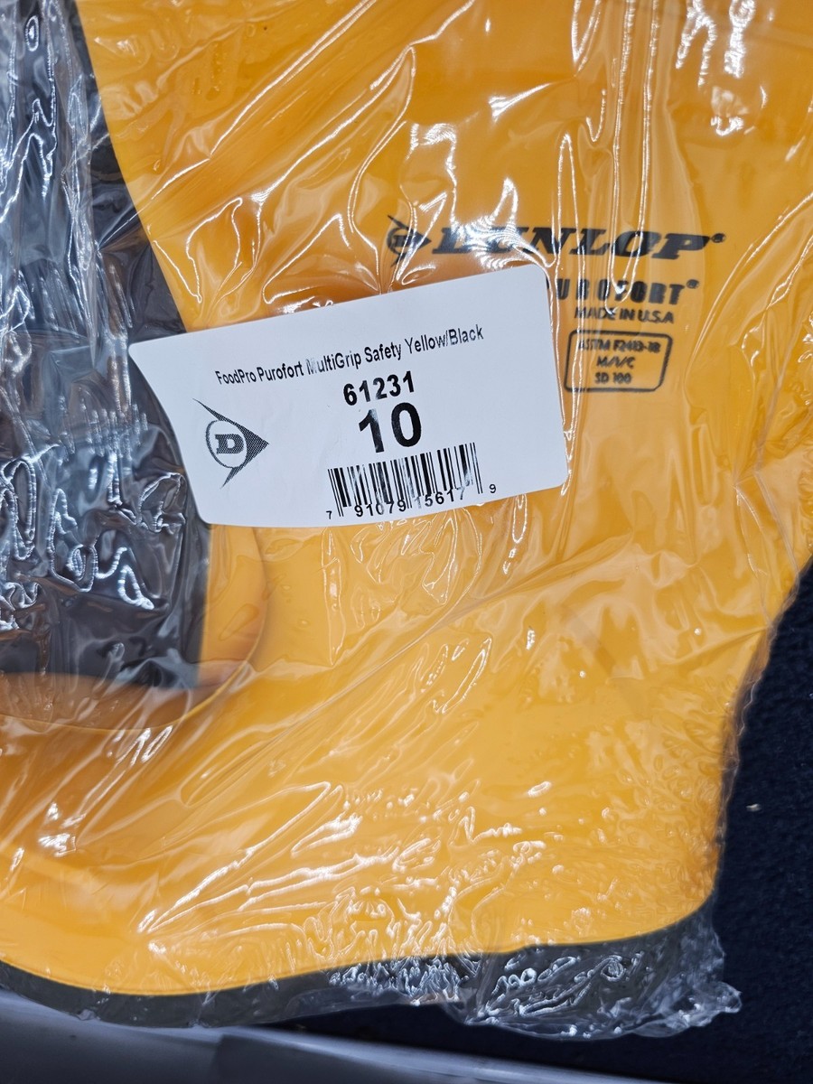 PAIR) Dunlop 61231 Purofort FoodPro Steel Toe Boots Rubber Yellow