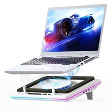 llano RGB Laptop Cooling Pad, White, Powerful Turbofan, Quiet Cooling, Touch ...