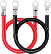 6 AWG 20 Inch Each Battery Power Inverter Cables W/Tinned Wire Terminals Red Bla