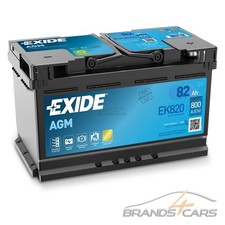 EXIDE AUTOBATTERIE 12V 82Ah STARTERBATTERIE 800A EK820 AGM START STOPP
