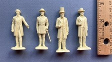 4 vintage Marx cream plastic 54mm American Civil War leaders toy soldier figures