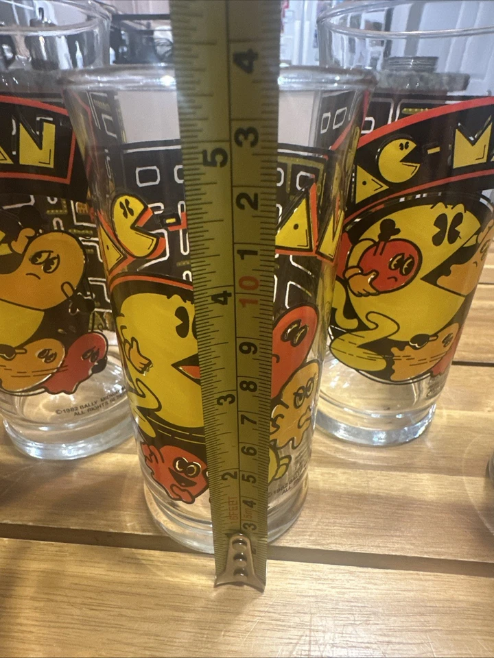 PAC-MAN Drinking Glasses 1982 Bally Midway (4) 2- Appr 6 1/4” & 2- Appr 5 3/4” - Image 4 of 4