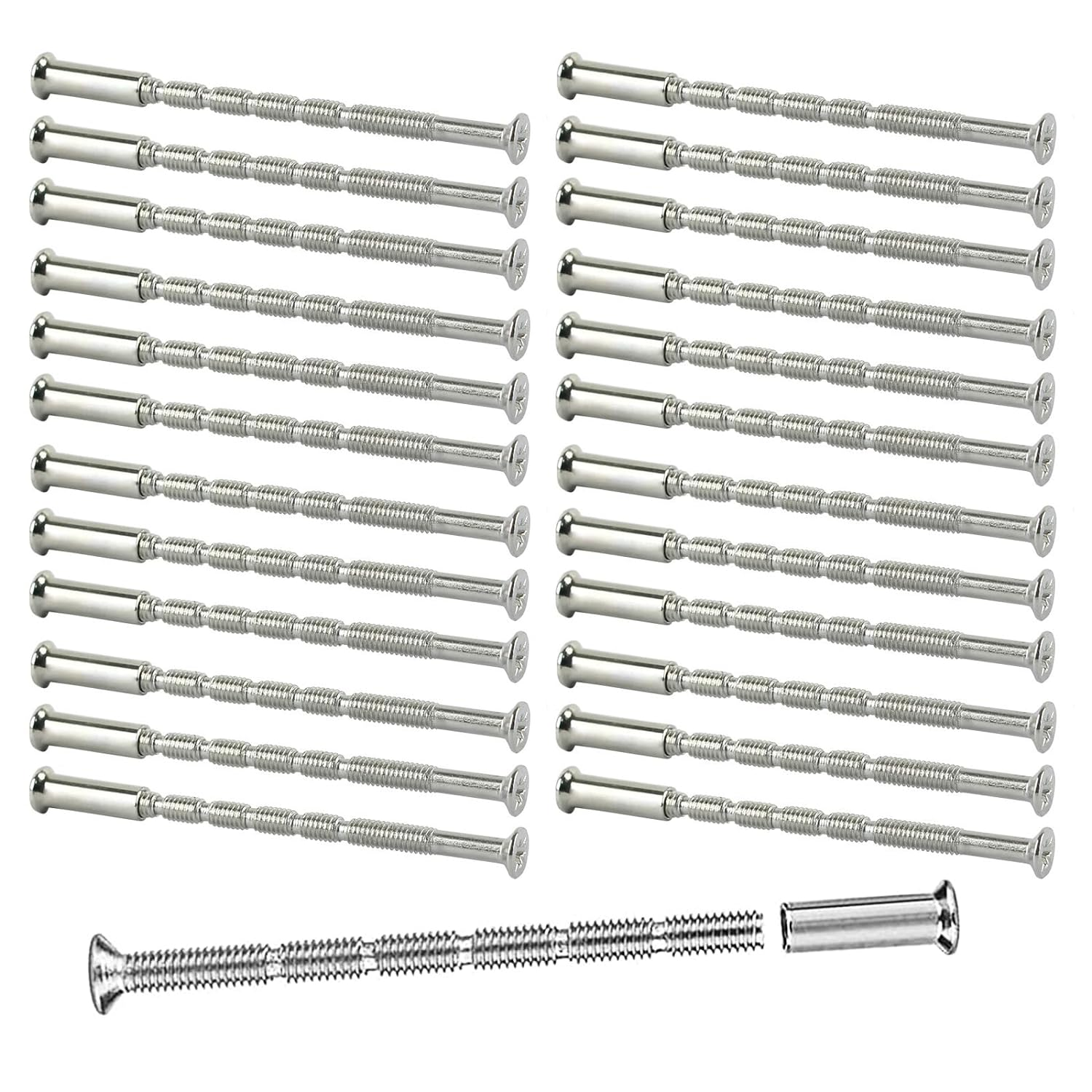 M4 Door Handle Bolt through Fixings, 25Pcs M4 Door Handle Fixing Screws and Slee