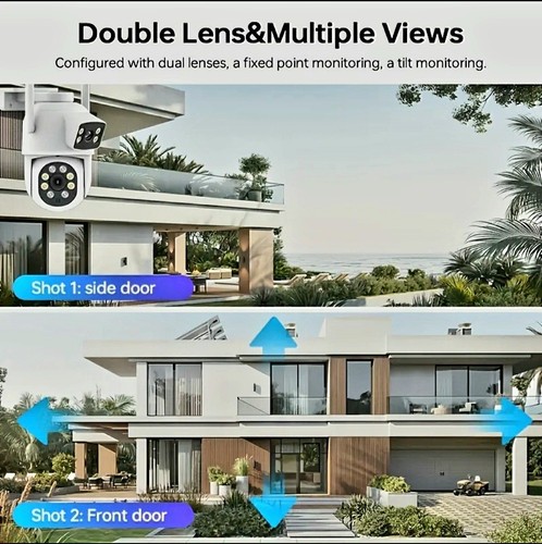 Cámara de vigilancia Dual Lens 2.4G 2K Wi-Fi IP IP65 resistente a la intemperie seguimiento automático PTZ - Imagen 8 de 13
