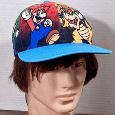 Super Mario Bros. Graphic All Over Print 6 Panel Snapback Hat Youth Size OSFA