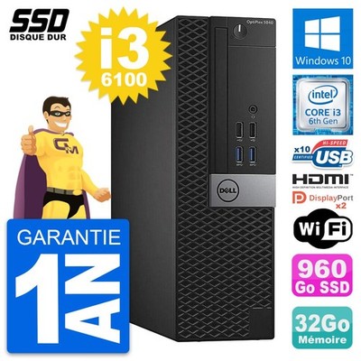 PC Dell OptiPlex 5040 SFF Intel I3-6100 RAM 32GB SSD 960GB HDMI Windows 10 Wifi