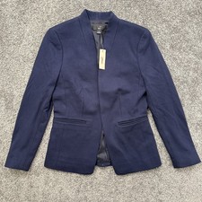 Womens 2 J Crew Blazer Going Out Stretch Twill Blue H2743 Open Front Pockets