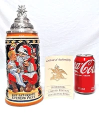 1994 SATURDAY EVENING POST CHRISTMAS COLLECTOR LIDDED STEIN 10-3/4" S.P. GERZ