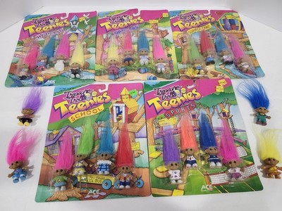 Set Of 6 Vintage Treasure Trolls Teenies 4 Pack 1992 Ace Novelty  90s Toy