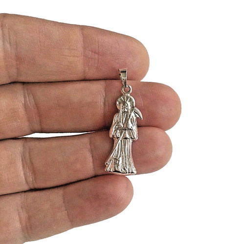 925 Plata Esterlina Santa Muerte Dije - 925 Silver Grim Reaper Pendant- 32x10mm