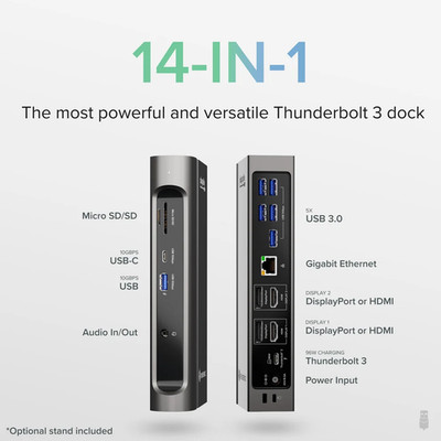 Plugable Thunderbolt 3 Docking Station TBT3-UDV Dual 4K USB-C Dock No AC No Stan