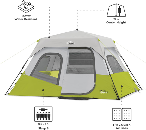 Instant Cabin Tents | Family Cabin Multi Room Pop up Tents Car Camping | Include - Picture 4 of 12