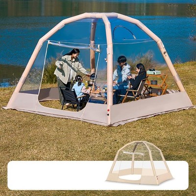 Aufblasbares Campingzelt mit Pumpe geräumig tragbar schneller Aufbau transparent 3-6 Personen