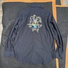 ROBERT GRAHAM EXCLUSIVE Mardi Gras Carnivale Mask Embroidered Bead Shirt XL