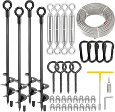 4 Pcs 30" Ground Anchors Heavy Duty Shed Anchor Kit with 3/16 Galvanized Cable &