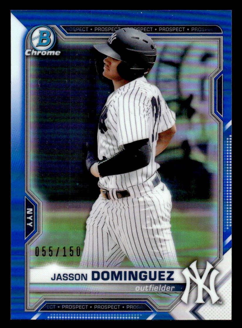 Jasson Dominguez 2021 Bowman #BCP-13 Chrome Prospects Blue Refractor #055/150