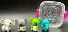 Smiggle Wild Animal Eraser Set With Case Elephant Koala Novelty Stationery