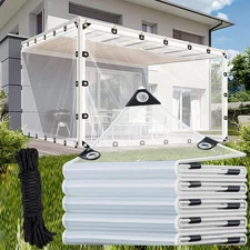 10 Mil Clear PE Tarp with Grommets,All-Purpose Waterproof Outdoor Cover
