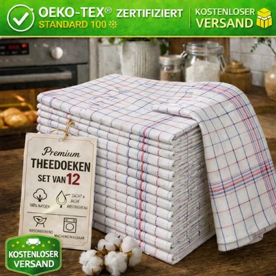 Küchentücher 12er-Pac,100 % Baumwolle, Geschirrtücher,Trockentücher,Grubentücher