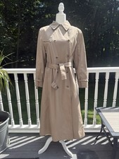 Vintage London Fog Maincoat Double Breasted Belted Women Trench Coat, 14 R