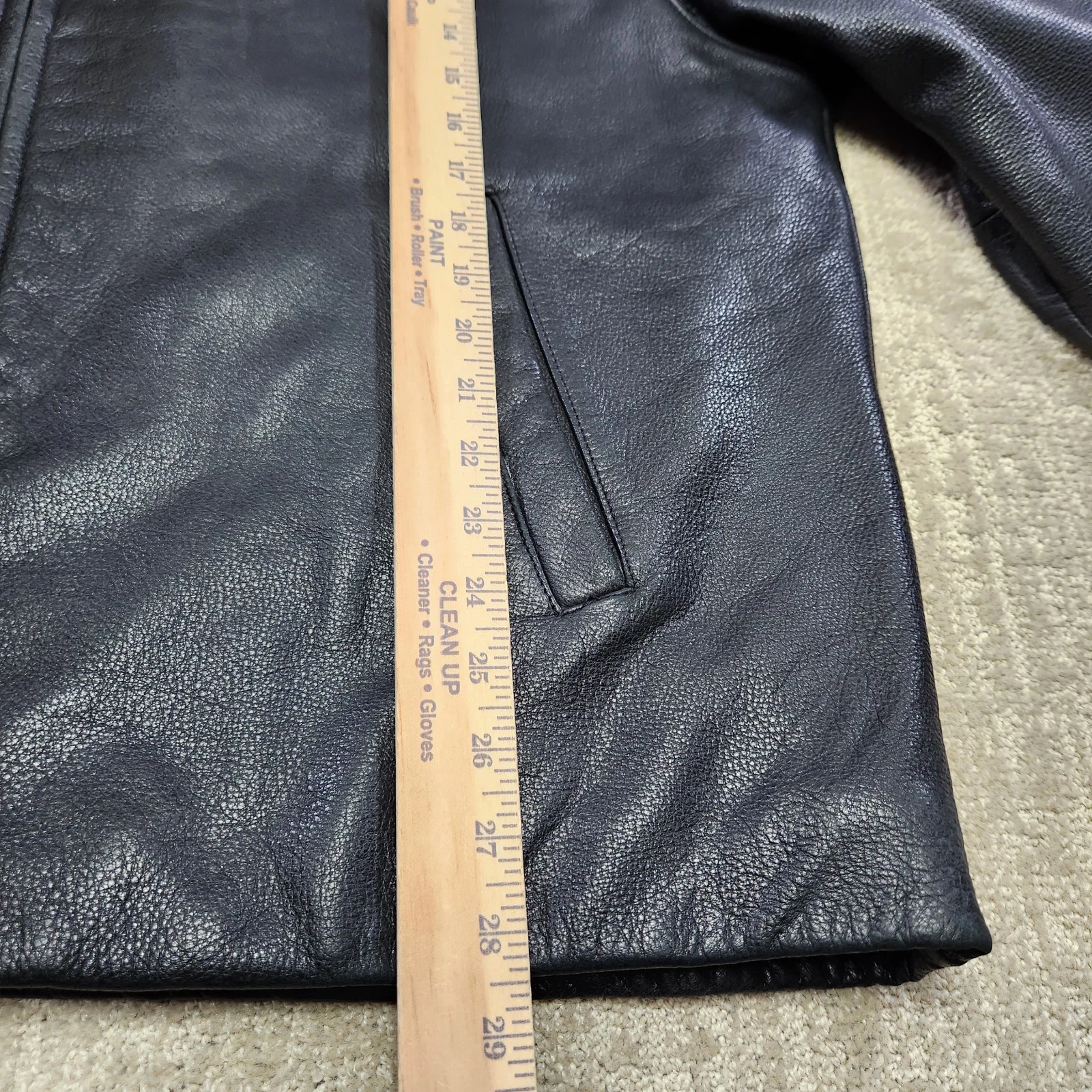 Brooks Brothers Leather Jacket Men XL Black Bomber Wool Blanket Lined Heavy - product detail image 8