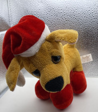 Dan Dee Brown Puppy Dog W/ Red Feet  Santa Hat Approx. 6  -7  Tall Plush/Stuffed