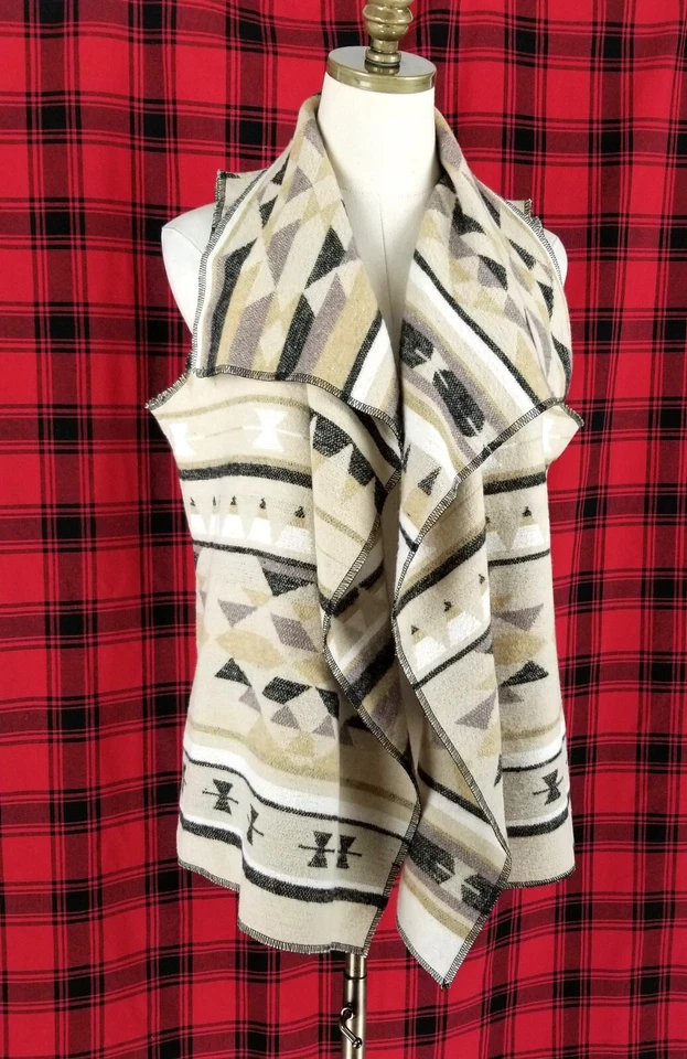 Cripple Creek Women's Open Southwestern Blanket Vest Jacket Size S Ruffle Front - Image 2 of 4