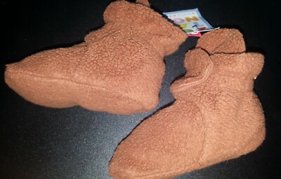 ZUTANO BABY ORIGINAL FLEECE BABY BOOTIES (Chocolate Brown, Size 12M) *NWT* 
