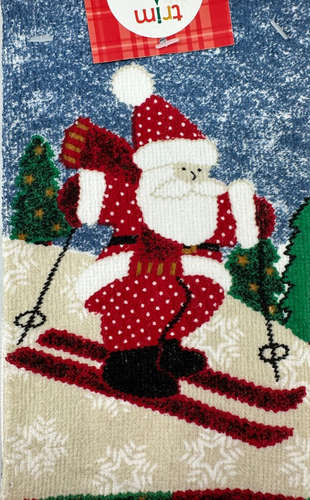 Kmart Trim-A-Home Multicolor Skiing Santa Winter Holiday Kitchen Towel Set - Picture 4 of 7