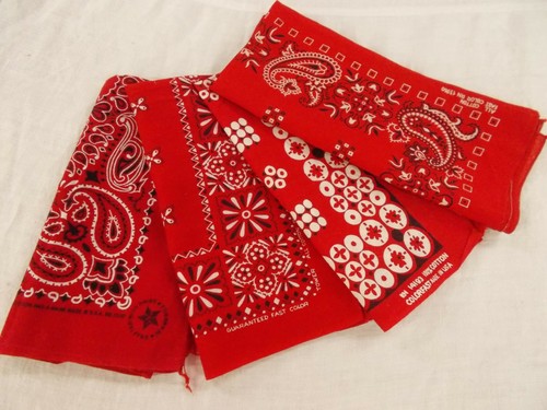 USA LOT of 4 Vtg Antique FAST COLOR COLORFAST RED